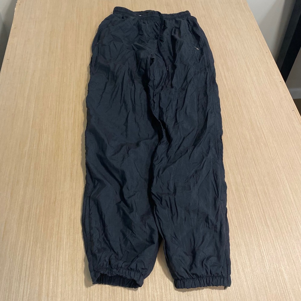 Adidas Vintage 90s Black Nylon Windbreaker Track Pants Mens Medium Baggy Joggers